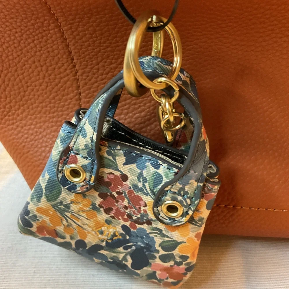 Nanette Leport NWT Light Brown Leather Purse, Shoulder Strap, Small Bag Keychain